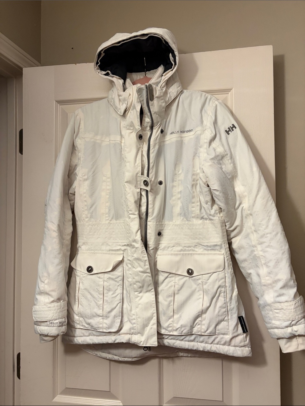 Helly Hansen White Ski Jacket with Hood